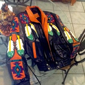 American Indian southwest leather/suede large jacket!!